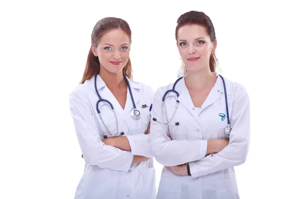 Twee jonge vrouwelijke dokter, in het ziekenhuis. Twee jonge vrouw dokter. — Stockfoto