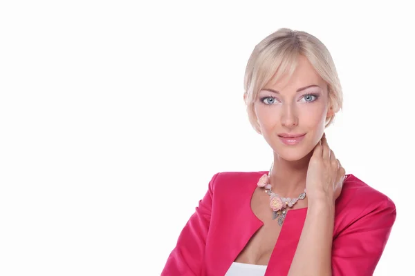 Hermosa mujer con aislado sobre fondo blanco. Hermosa mujer — Foto de Stock