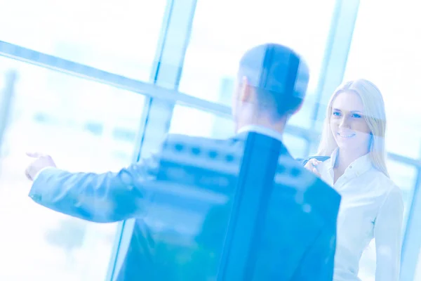 Smiling successful business team standing in office . business — Stock Photo, Image