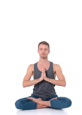 Pratik Yoga bir genç adam. Yoga. Yoga eğitmeni