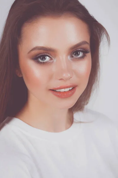 Close up portrait of beautiful young woman face — Stock Photo, Image