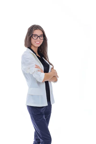 Young woman standing, isolated on white background. Young woman. — Stock Photo, Image