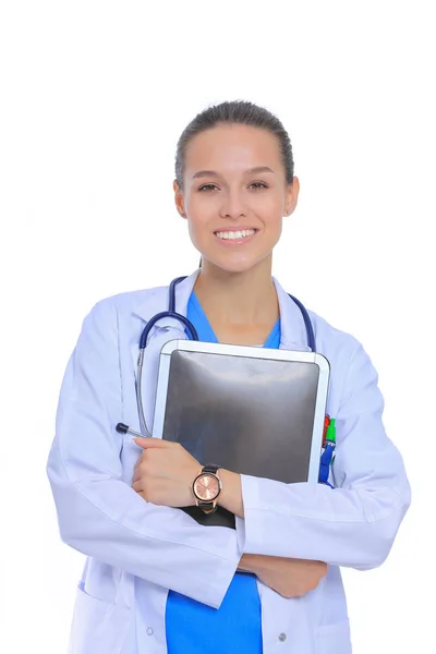 Bella giovane donna con tablet computer. Medici donna — Foto Stock