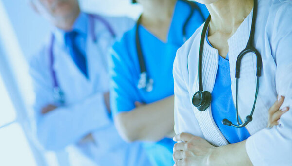 Group of doctors and nurses standing in the hospital Accident and Emergency department