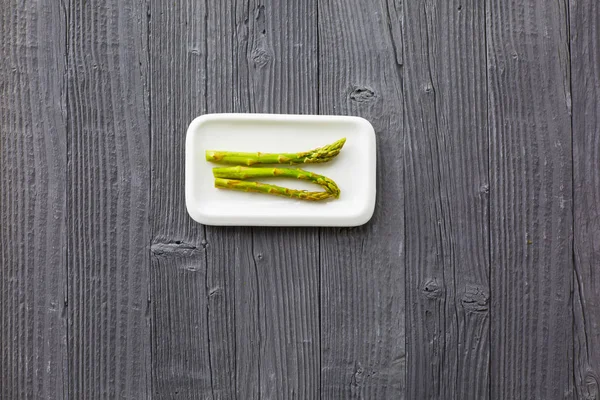 Plate on wooden background. Top View with Text Space — Stock Photo, Image