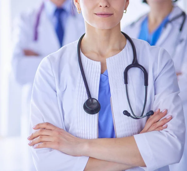Group of doctors and nurses standing in the hospital Accident and Emergency department — Stock Photo, Image