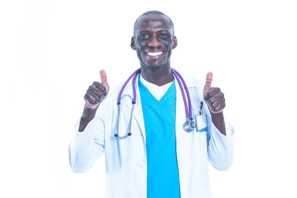 Portrait of a doctor man standing isolated on white background. Doctor. Clinic — Stock Photo, Image