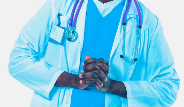 Portrait of a doctor man standing isolated on white background. Doctor. Clinic