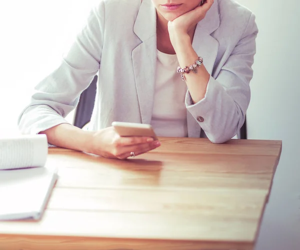 Business woman sitting in her office using a tablet computer. Business woman. Meeting — Stock Photo, Image