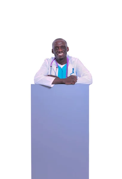 Male doctor holding empty placard. Doctor. Billboard — Stock Photo, Image