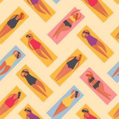 Sahilde yaz insanlar. Vektör illustrationbasic Rgb