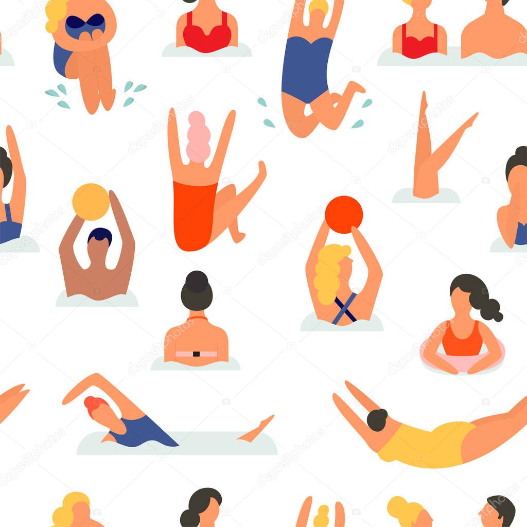 People on a beach. Seamless vector pattern