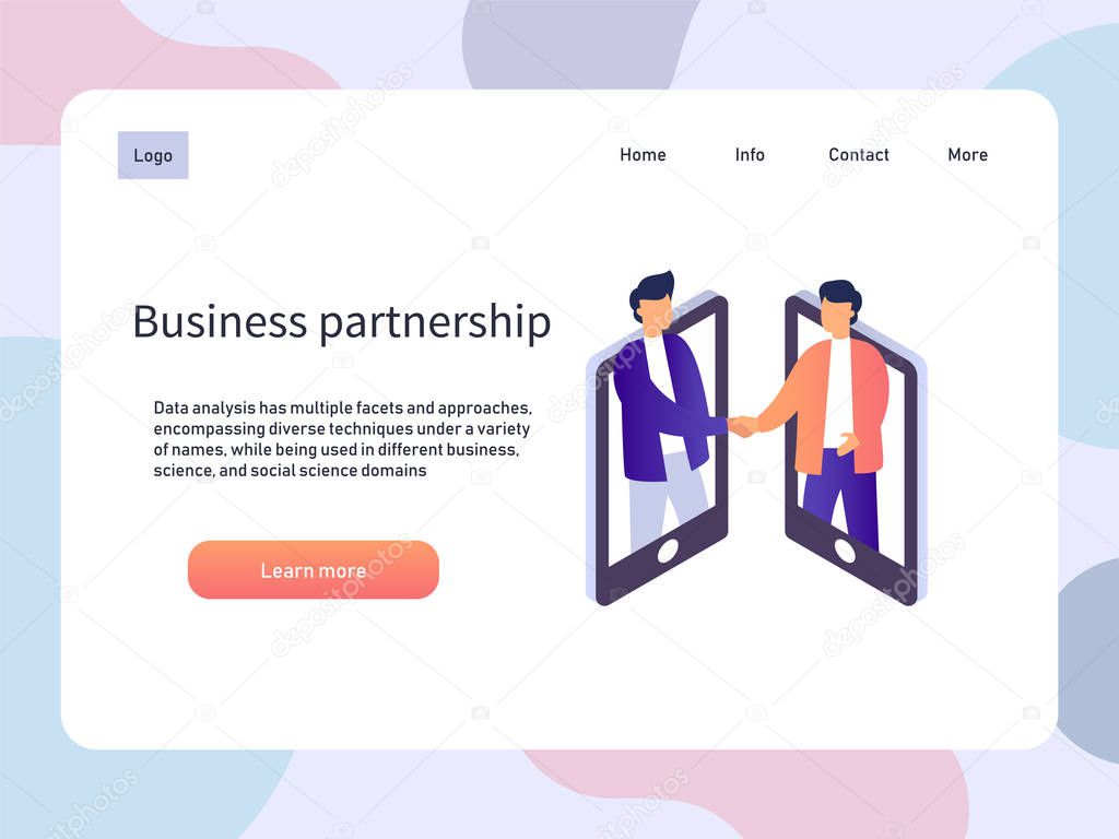 Online meeting, business partnership. Isometric Vector illustration