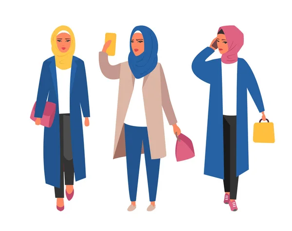 Hidžáb muslimské ženy. Arabská moderní módy. Vektorové lidé — Stockový vektor