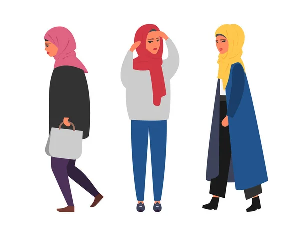 希贾卜穆斯林妇女。阿拉伯现代时尚。向量人 — 图库矢量图片