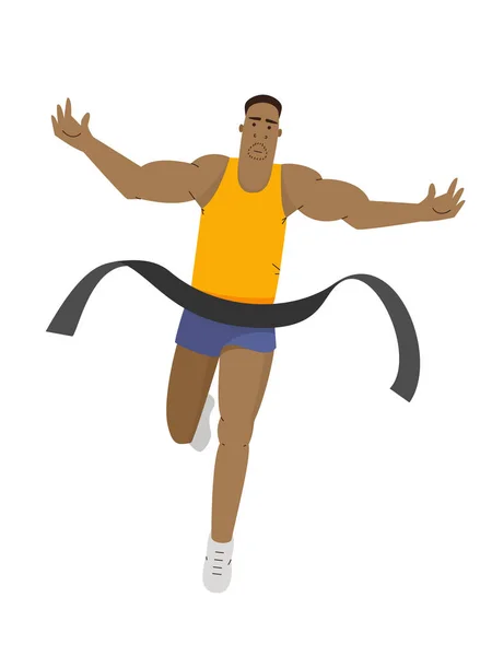 Runner memenangkan maraton. Ilustrasi vektor olahraga yang berjalan - Stok Vektor