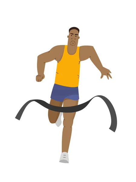 Loper winnen van een race-marathon. Met sport vectorillustratie — Stockvector