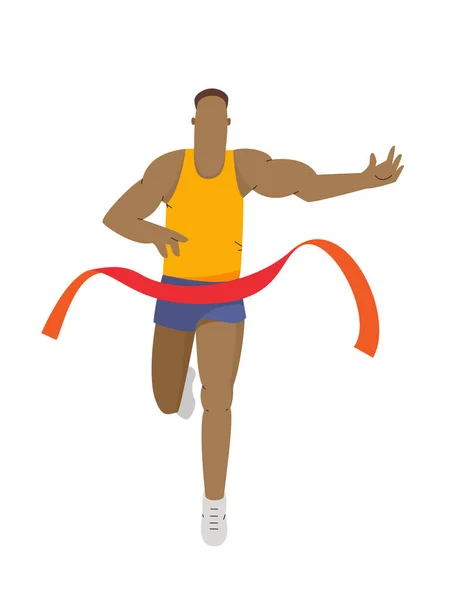 Ο τρέχοντας ηγέτης αθλητής νίκη ενός αγώνα. Τρέχει ο άνθρωπος, αθλητικές δραστηριότητες διανυσματικά εικονογράφηση. — Διανυσματικό Αρχείο