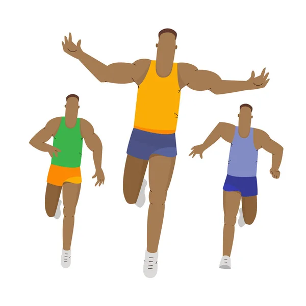 Maraton veya sprint yarışı. Rekabet çalışan spor. Spor vektör çizim. — Stok Vektör