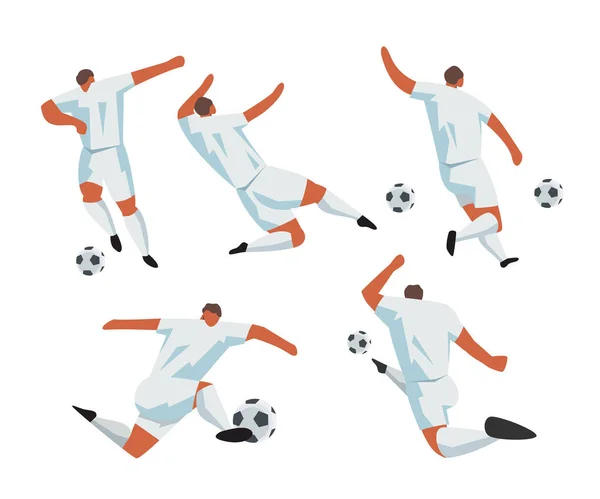 Acción de jugadores de fútbol. Foolball Vector Sport Set — Archivo Imágenes Vectoriales