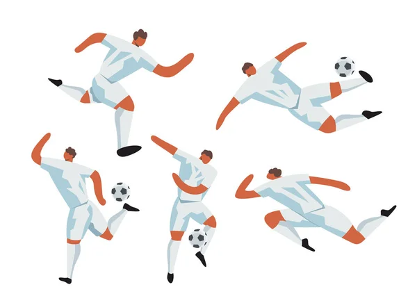 Acción de jugadores de fútbol. Juego de fútbol Vector Sport — Archivo Imágenes Vectoriales