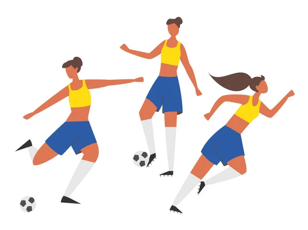 Poder femenino. Jugadoras de fútbol. Fútbol vector ilustración . — Archivo Imágenes Vectoriales
