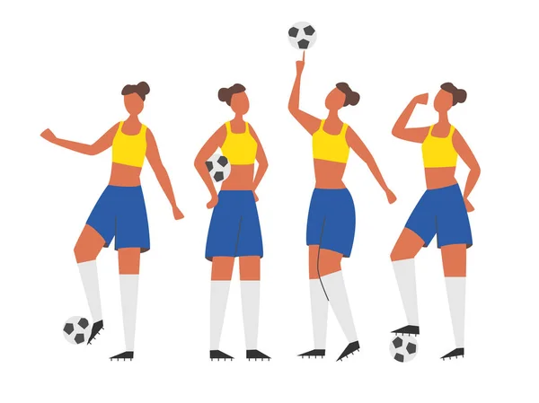 Poder femenino. Jugadoras de fútbol. Fútbol vector ilustración . — Archivo Imágenes Vectoriales