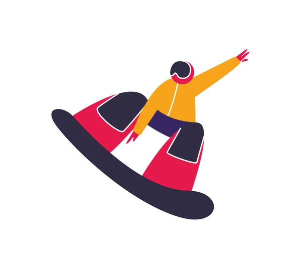 Winter mountain sport activities. Snowboarding. Snowboard rider. Flat style characters vector illustration.