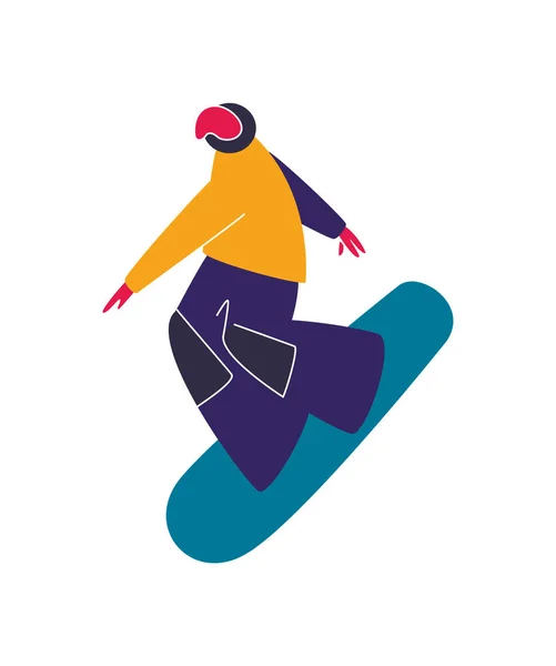Winter mountain sport activities. Snowboarding. Snowboard rider. Flat style characters vector illustration.