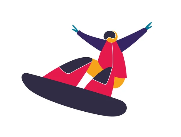 Winter mountain sport activities. Snowboarding. Snowboard rider. Flat style characters vector illustration.