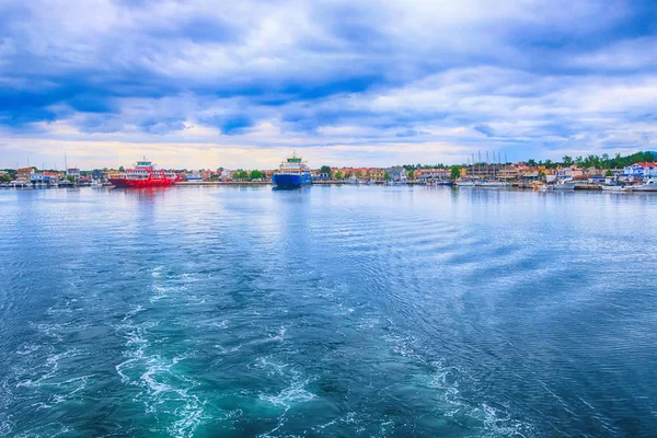 Keramoti, Görögország port megtekintése, révek Thassos — Stock Fotó