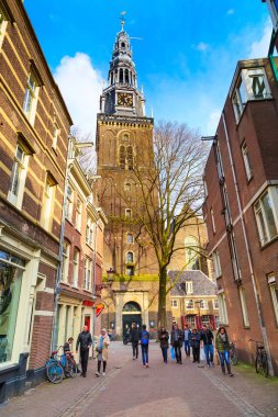 Amsterdam, Hollanda 'daki Oude Kerk Kulesi