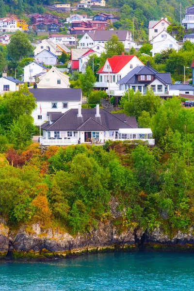 Bergen, Norsko pohled s barevnými domy — Stock fotografie