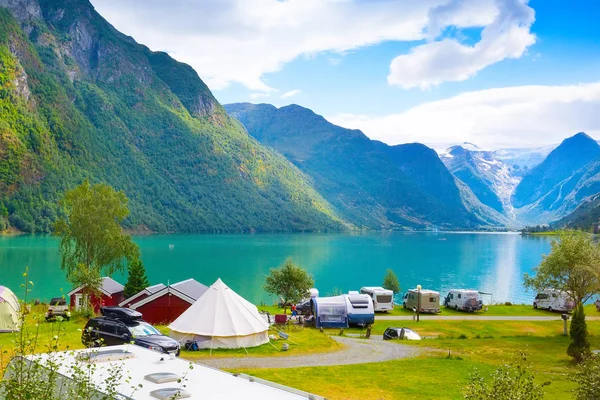 Norway fjord camping landscape