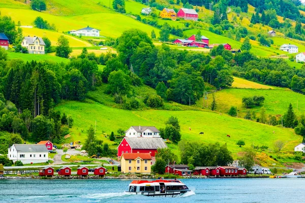 Norsko fjord vesnice krajina — Stock fotografie