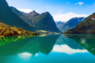 Norveç fiyordu ve buzul manzarası