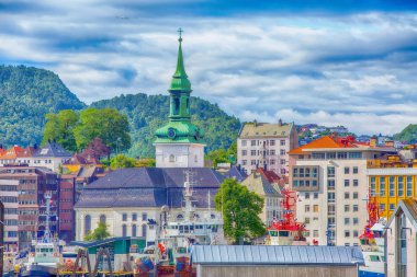 Bergen, Norveç manzaralı renkli evler