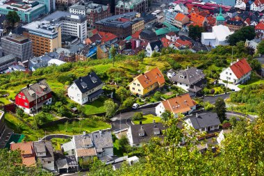 Bergen, Norveç manzaralı renkli evler