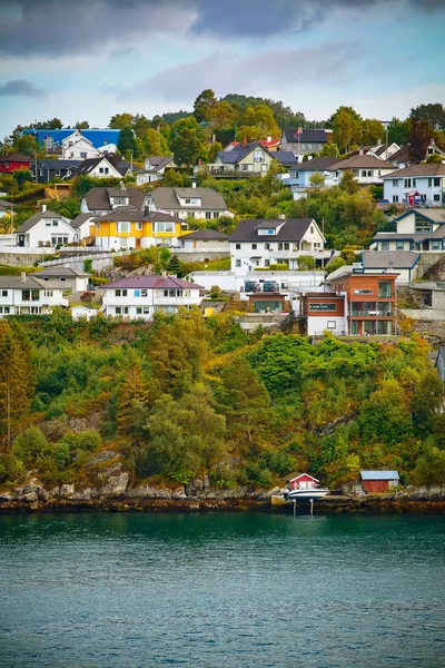 Bergen, Norvegia vista con case colorate — Foto Stock
