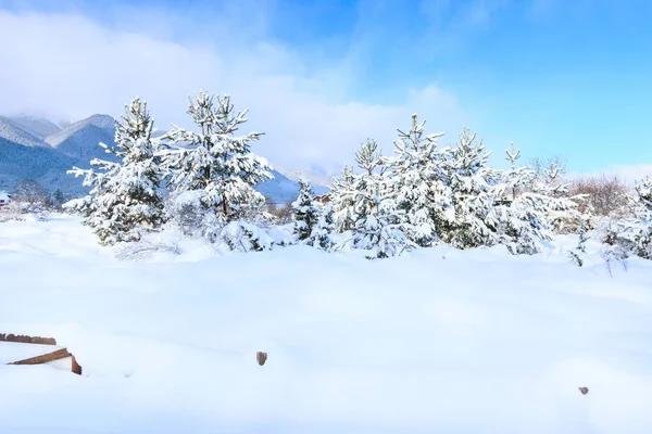 Zimní snow venkova horská krajina, copyspace — Stock fotografie