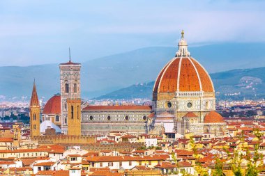 Floransa, İtalya Duomo ile havadan görünümü