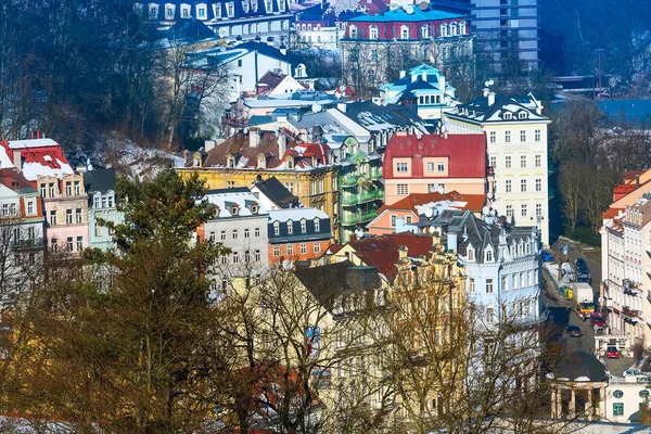Karlovy Vary panorama Gatuvy, Tjeckien — Stockfoto