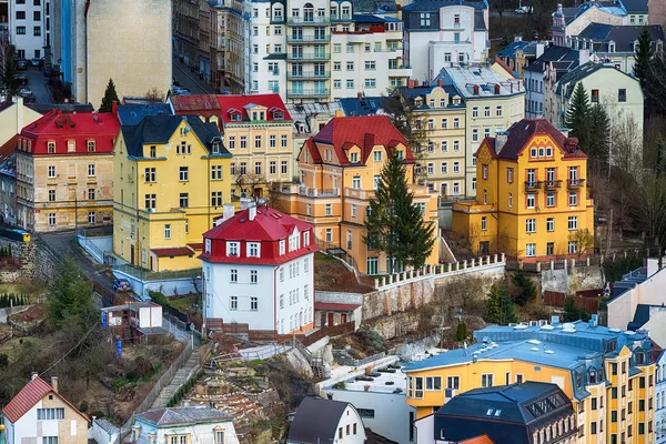 Karlovy Vary aerial panorama view, Czech Republic Royalty Free Stock Photos