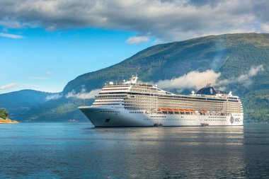 Norveç fiyordu ve cruise gemi