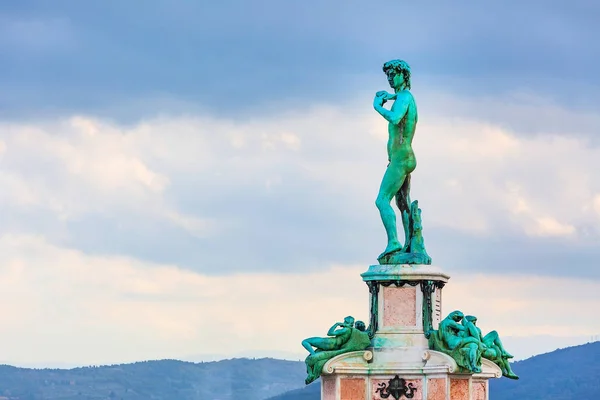 Dávid szobra, Michelangelo tér, Firenze Olaszország — Stock Fotó