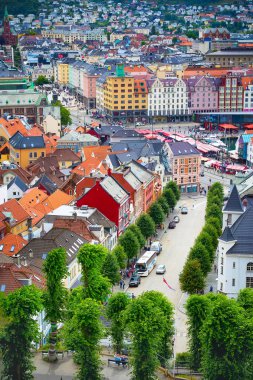 Bergen, Norveç manzaralı renkli evler