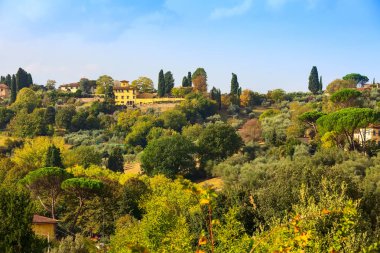 Floransa, İtalya ve Boboli bahçelerinin hava manzarası