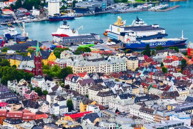 Bergen, Norveç manzaralı renkli evler