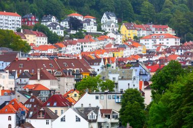 Bergen, Norveç manzaralı renkli evler