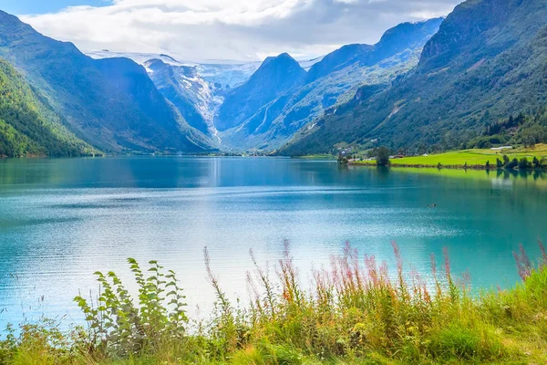 Norwegische Fjord- und Gletscherlandschaft — Stockfoto